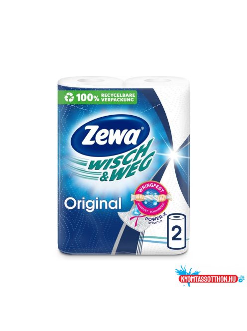 Háztartási papírtörlõ 2 rétegû 2 tekercs/csomag Wish&Weg Original Zewa fehér