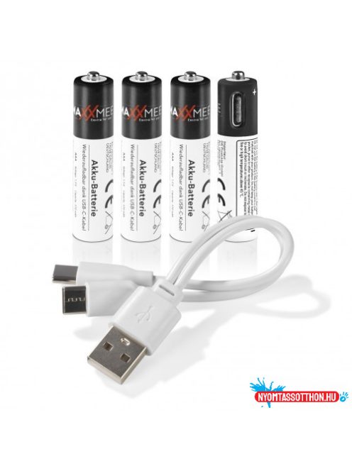 Elem tölthetõ akku AAA mikro 1,5V líthium 370mAh USB töltés MAXXMEE