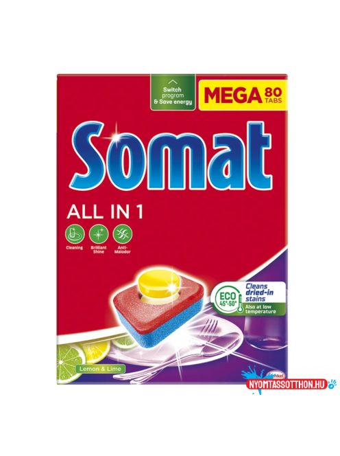 Mosogatógép tabletta 80 db/doboz All in One Somat Lemon Lime