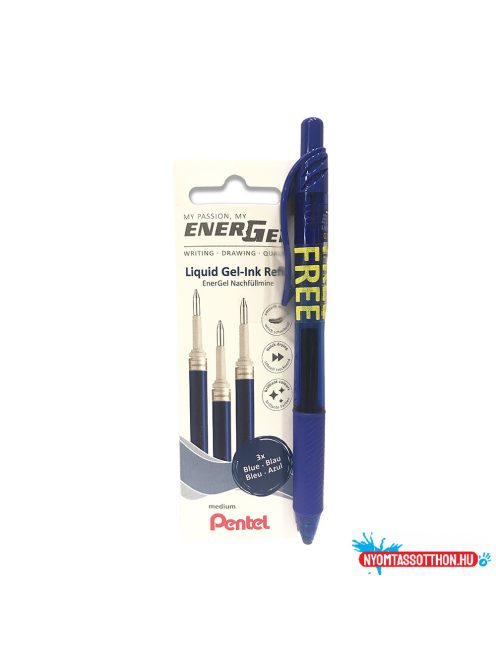 Tollbetét 3db/csomag 0,35mm, Pentel EnerGel, írásszín kék + 1 db ajándék BL107-CX kék EnerGel toll