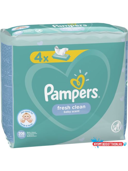 Nedves törlőkendő 4 x 52 lap/doboz Pampers Fresh Clean