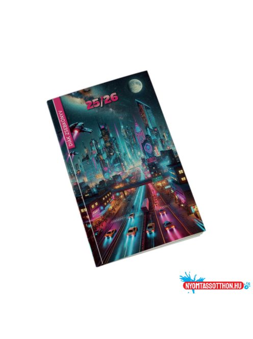 Diák zsebkönyv 125mmx205mm, fehér lapokkal 2025/2026 cyberpunk Realsystem