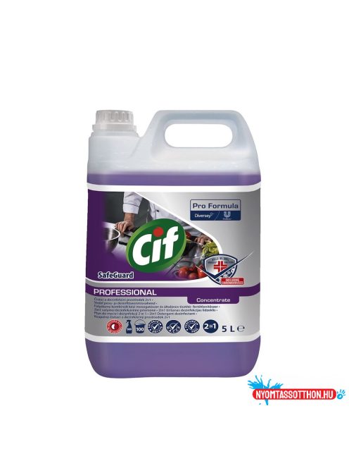 Kombinált kézi általános tisztító- fertőtlenítőszer 5 liter 2in1 Cif Pro Formula Safeguard Concentrate