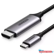   UGREEN USB-C - HDMI apa - apa kábel alumínium ház 1.5 m szürke fekete MM142