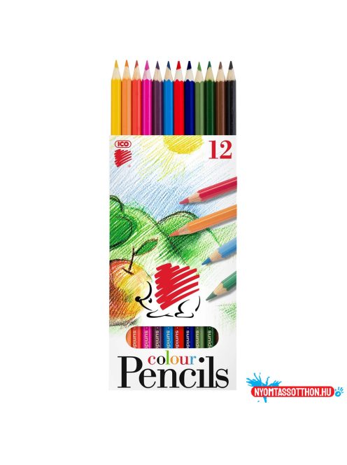 Színes ceruza készlet, hatszögletű Süni Ico 12 klf. szín