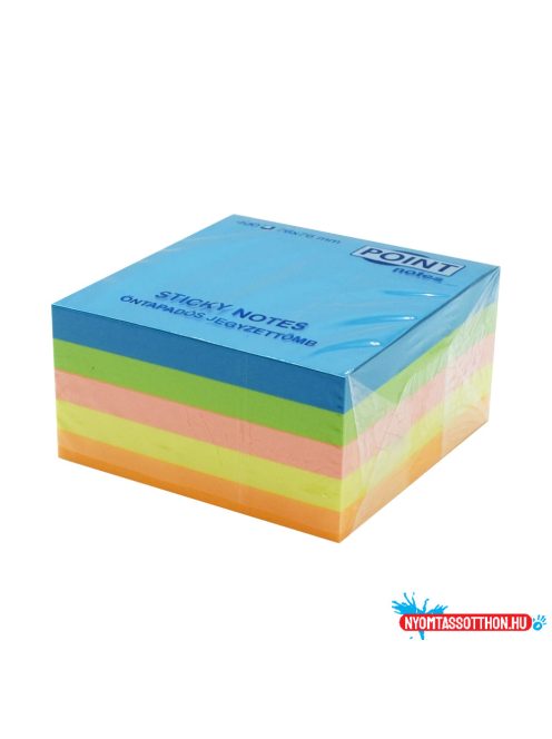 Jegyzettömb öntapadó, 76x76mm, 400lap, CUBE , neon színek