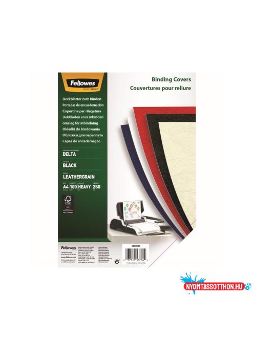 Hátlap, A4, 250 g, matt, Fellowes(R) Delta, 100 db/csomag, fekete