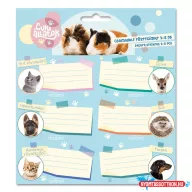 Cuki állatok füzetcímke 18 db (kutya, cica, süni, stb.)