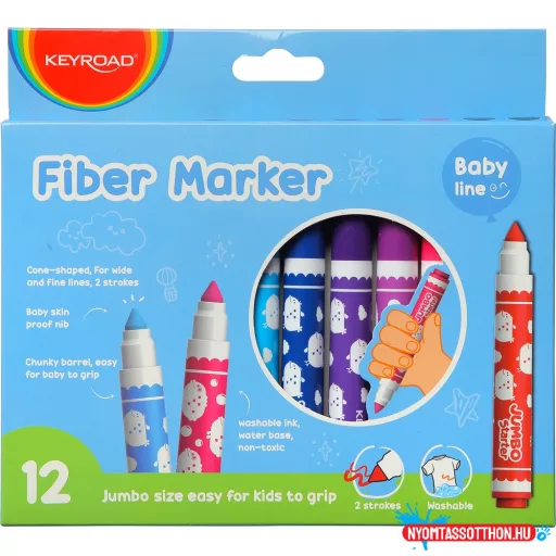 Rostirón, filctoll készlet, 5 mm, 12 db/bliszter, Keyroad Jumbo, vegyes színek