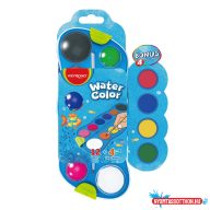   Vízfesték készlet, 12+4 cserélhető színnel, ecsettel, műanyag dobozban, Keyroad