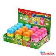   Hegyező, 2 lyukú, radírral, 16 db/display, Keyroad 2in1, vegyes színek