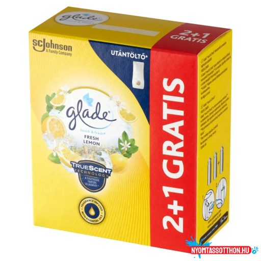 Légfrissítő utántöltő 3 x 10 ml 2+1 Glade® Touch&Fresh friss citrom