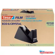   Ragasztószalag adagoló 19mmx10m, asztali  +  irodai átlátszó újrahasznosított ragasztószalag Tesa Eco & Crystal