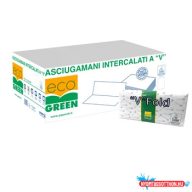   Kéztörlő 2 rétegű V hajtogatású 250 lap/csomag 20 csomag/karton Paperdi_AV.11821/5000 fehér kék nyomattal
