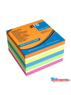  Jegyzettömb öntapadó, 75x75mm, 450lap, Info Notes intenzív narancs, sárga, kék, zöld, pink