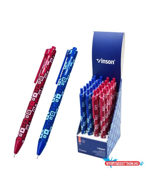 Golyóstoll nyomógombos 0,7mm Vinson Graphic F12 vegyes test displ 24 db/display
