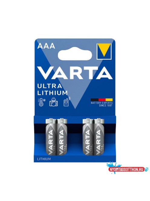 Elem AAA ceruza LR03 4 db/csomag, Varta Ultra Lithium