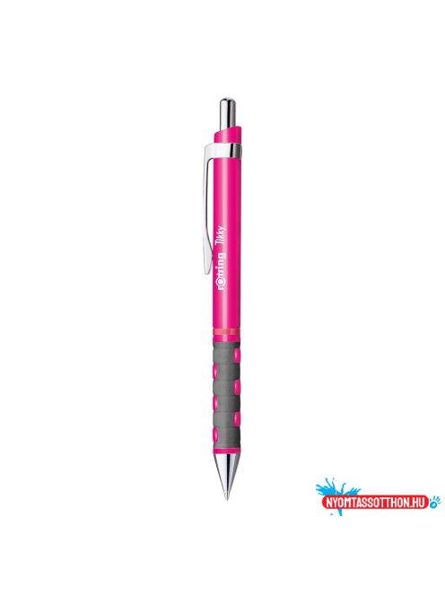 Golyóstoll neonpink test, Rotring Tikky III, írásszín kék