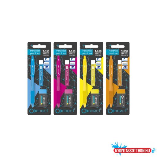 Írószer szett Connect, nyomósirón + ironbél 0,5mm, HB + radír, klf. színek, bliszteren