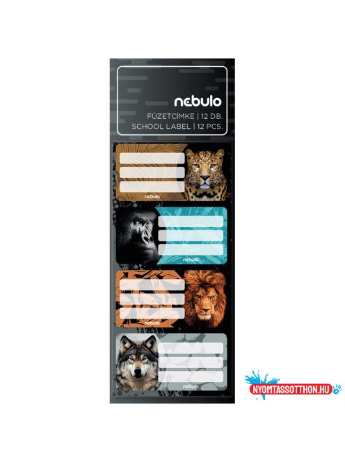 Füzetcímke 12db-os, Vadállatok, vegyes minták, Nebulo