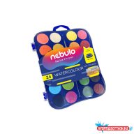 Vízfesték készlet, 24 db-os, 30mm festékgombokkal Nebulo