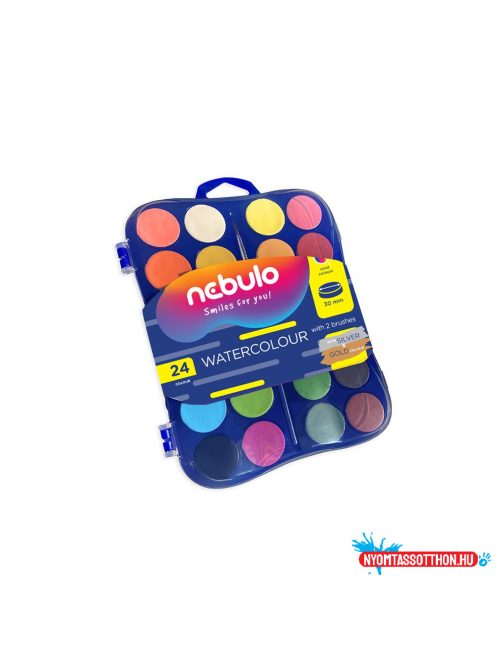 Vízfesték készlet, 24 db-os, 30mm festékgombokkal Nebulo