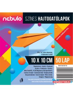   Hajtogatólapok színes 10x10 cm, vegyes színek, 50 lap/csomag, Nebulo