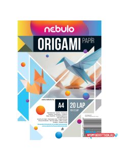 Origami papír A4, vegyes színek, 20 lap/csomag, Nebulo