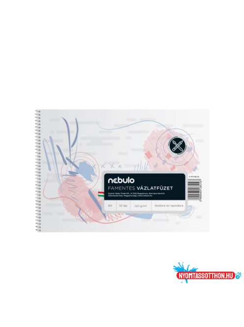 Vázlatfüzet B5, spirálos, 120g, Nebulo
