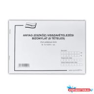   Készlet visszavételezési bizonylat 8 tételes 25x4 lapos tömb A/5 fekvő B.12-123/V Bluering