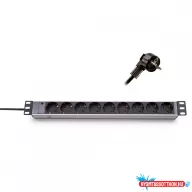   KELINE 620S09 19"" 1U 9x250V Schuko aljzat 2,3m kontrol LED-es elosztósor