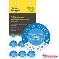   Etikett címke o20mm időjárásálló öntapadó plakett 2025-2030 15 címke/lap 8 ív/csomag Avery kék