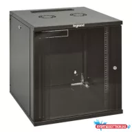   Legrand 646262 Linkeo 19"" 12U MAG:626 SZÉL:600 MÉLY:600 MAX:36kg üvegajtós lapraszerelt levehető oldallapos antracit fali rack szekrény