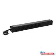   Legrand 646806 19"" 1U 16A 230V 6x Schuko aljzat CEE7/7 csatlakozó biztonsági zsaluval 3m elosztósor