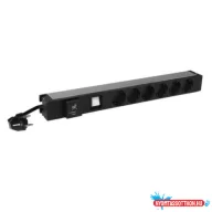   Legrand 646836 19"" 1U 16A 230V 6x Schuko aljzat CEE7/7 csatlakozó biztonsági zsaluval túlfeszültség védett 3m elosztósor