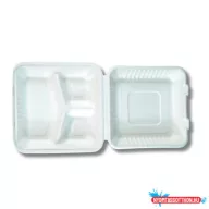   Papírdoboz ételes 3 részes 23 x 23 x 8cm komposztálható cukornád 100 db/csomag natúr