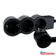   Legrand 694560 3x Schuko aljzat 3m vezetékkel fekete elosztósor