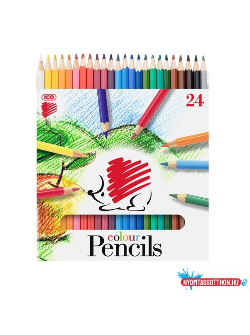 Színes ceruza készlet, hatszögletû Süni Ico 24 különféle szín