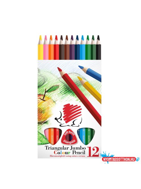 Színes ceruza készlet, háromszögletû vastag Süni Ico 12 különféle szín