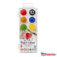   Vízfesték készlet, 12db-os, 22,5mm. festékgombokkal Süni Ico