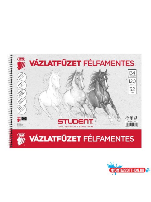 Vázlatfüzet B4, 120g. félfamentes Student