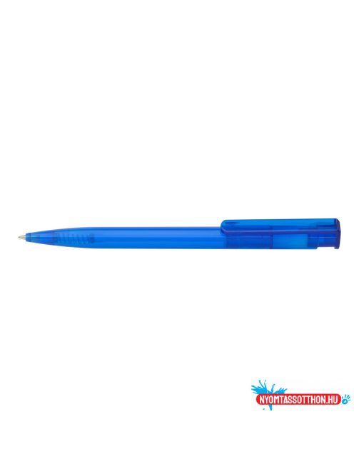 Golyóstoll nyomógombos 0,8mm, mûanyag transparens kék test, Ico Star, írásszín kék