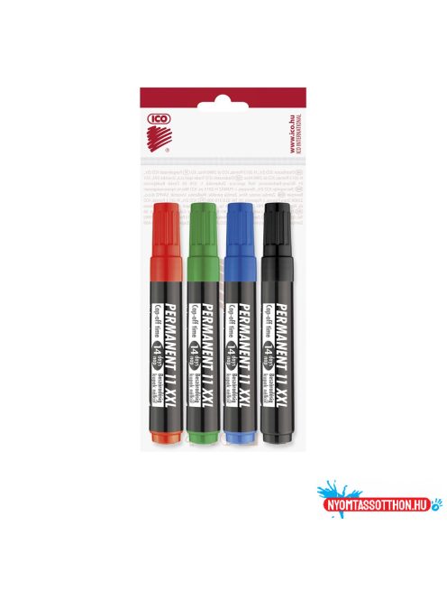 Alkoholos marker készlet, 3mm, kerek hegyû Ico 11XXL, 4 különféle szín