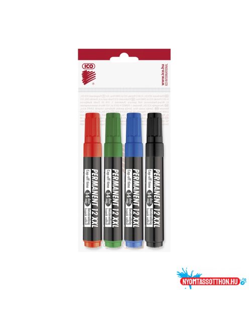 Alkoholos marker készlet, 1-4mm, vágott hegyû, Ico 12XXL, 4 különféle szín
