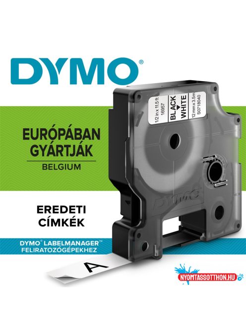 Feliratozógép szalag Dymo D1 flexibilis ID S0718040/16957 12mmx3,5m, fekete/fehér