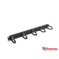 Lanberg AK-1203-B 19" 1U műanyag gyűrűs fekete kábelrendező fésűs bevezetővel