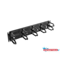   Lanberg AK-1204-B 19" 2U műanyag gyűrűs fekete kábelrendező fésűs bevezetővel