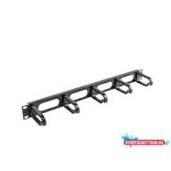 Lanberg AK-1205-B 19" 1U műanyag gyűrűs fekete kábelrendező hátsó lyukas bevezetővel