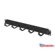 Lanberg AK-1701-B 19" 1U fekete fém gyűrűs fém kábelrendező