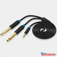   Vention 3.5mm jack/M -> 2*6.5mm jack/M, 1m, (TRS, fekete, audio), kábel